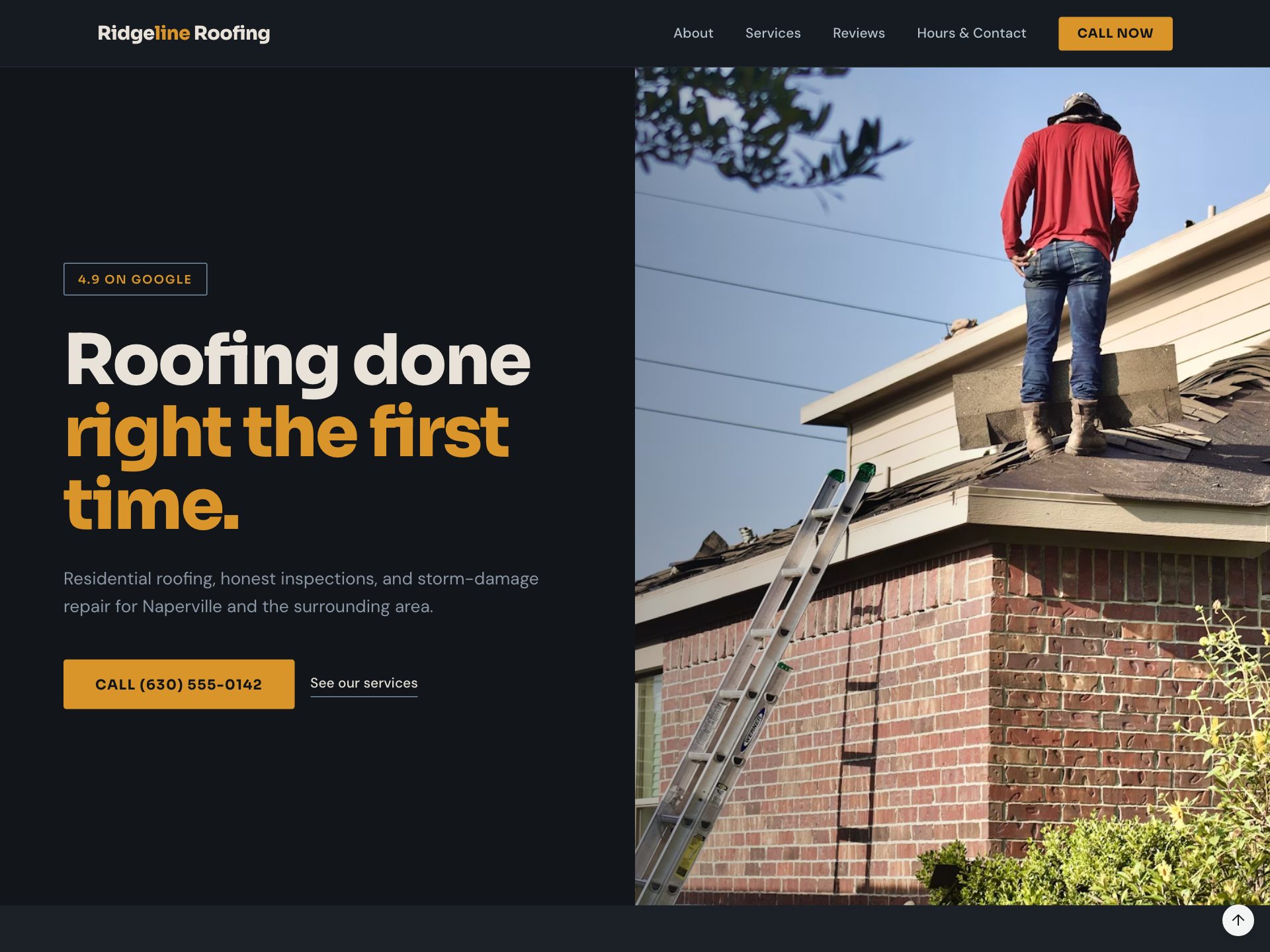 Ridgeline Roofing — a website Styka generated for a roofing business